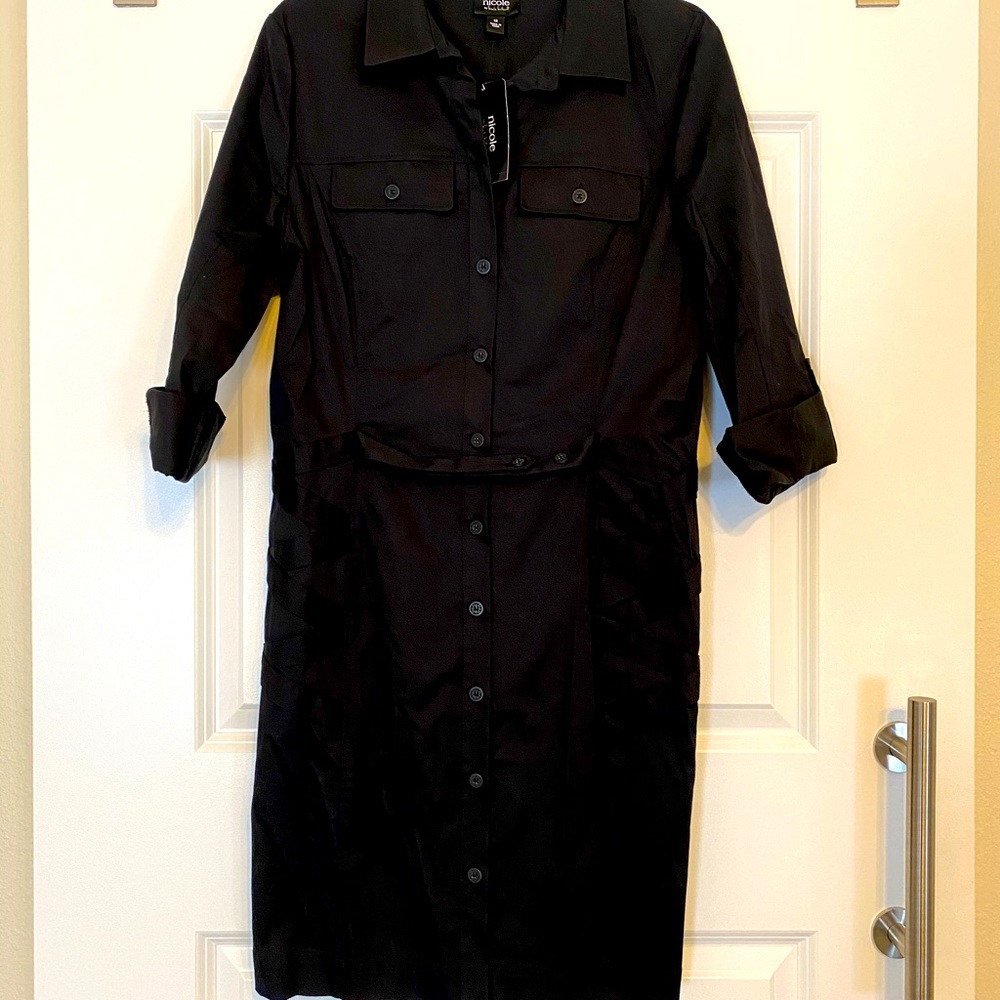 NWT Nicole SZ 10-12 Black Button down style dress